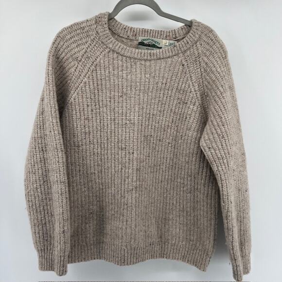 Aran Crafts Sweaters - Aran Crafts 100% Wool Crewneck Sweater Womens L Oatmeal Speck Fisherman Ireland